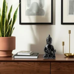 Sagebrook Home 10" Ceramic Buddha Sculpture - Contemporary Black Seated Buddha Statue - Decorative Table Accent For Home, Office, Yoga Studio. Gift -Interior furniture GUEST 0120eaed dff0 4577 af2a 46fabaee61c7