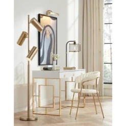 Possini Euro Design Canasta Trac Modern Tree Floor Lamp 67" Tall Satin Brass 3-Light Adjustable Metal Shade For Living Room Reading Bedroom Office -Interior furniture GUEST 01cac7ca 2185 4889 a4ea 3c80995a2377