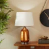 Glass Gourd Style Base Table Lamp With Tapered Shade Copper - Olivia & May