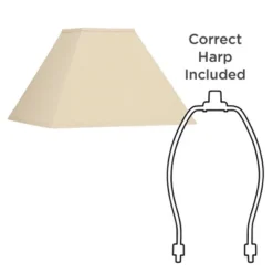 Springcrest Beige Linen Medium Square Lamp Shade 6" Top X 16" Bottom X 12" Slant X 10" High (Spider) Replacement With Harp And Finial -Interior furniture GUEST 02fbf1d1 05ca 42ae b9c7 fe3bb61cb638