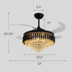 Ludomide 52 In. Large Luxury Ceiling Fan With Light And Remote Control, Dimmable Led Ceiling Fan With Crystal For Bedroom -Interior furniture GUEST 04dc0332 f9b5 4293 bd42 e1655b69db29