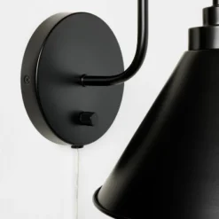 Curved Neck Wall Sconce With Metal Shade Black - Threshold™ Designed With Studio McGee: Modern Plug-In, ETL Listed, Cone-Shape 7 Curved Neck Wall Sconce With Metal Shade Black - Threshold™ Designed With Studio McGee: Modern Plug-In, ETL Listed, Cone-Shape -Interior furniture GUEST 05452913 7b4c 4d75 a23f 38c1872afcdb