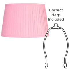Springcrest 14" Top X 17" Bottom X 11" High X 11" Slant Lamp Shade Replacement Large Bright Pink Empire Round Modern Fabric Pleated Spider Harp Finial -Interior furniture GUEST 0551871a 28d5 4cd8 adb6 1211432dfc58