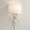 Possini Euro Design Circles Modern Wall Light Sconce Brushed Nickel Plug-in 12" Fixture Off White Cotton Half Shade For Bedroom Reading Living Room -Interior furniture GUEST 07bdb99b ede6 4948 bbb9 e6a7f285b7f8