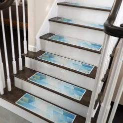 SussexHome Sea Design Cotton Anti-Slip Stair Treads, 9” X 28“ -Interior furniture GUEST 07f0a86e 9f05 4216 9477 4801e501ac17