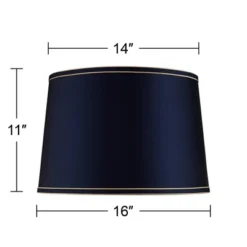 Springcrest Navy Blue Medium Drum Lamp Shade With Navy And Gold Trim 14" Top X 16" Bottom X 11" High (Spider) Replacement With Harp And Finial -Interior furniture GUEST 07f7cbd7 876d 494f 8fbc 5667bc62d239