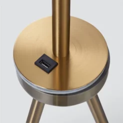 62.5" Axxin Contemporary Tripod Floor Lamp With Glass Table And Built-In USB Gold/White - Teamson Home -Interior furniture GUEST 08be2fe0 3d6a 453b ade0 239842681b41