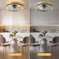 POWLIG 19.68" Gold Modern LED Ceiling Fan With Lights And Remote Control - 20W, Dimmable And Adjustable Color Temperatures -Interior furniture GUEST 09bf3a80 6e32 4657 84f1 02ba2aabe66e