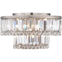 Vienna Full Spectrum Magnificence Modern Ceiling Light Flush Mount Fixture 16" Wide Brushed Satin Nickel Faceted Crystal Glass For Bedroom Living Room -Interior furniture GUEST 09d737e6 7197 4823 ae7b aaf9a8088467