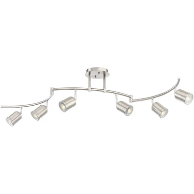 Pro Track Rhodes 6-Head LED Ceiling Track Light Fixture Kit Spot Light GU10 Silver Brushed Nickel Finish Metal Modern Kitchen Bathroom Dining 63" Wide 6 Pro Track Rhodes 6-Head LED Ceiling Track Light Fixture Kit Spot Light GU10 Silver Brushed Nickel Finish Metal Modern Kitchen Bathroom Dining 63" Wide - Image 4