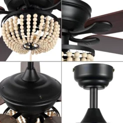 52" Erin LED Ceiling Fan With Wood Beads & Remote, Reversible Blades - JONATHAN Y -Interior furniture GUEST 0b24a6ff 91e5 4118 94fb 8af1deae63d3