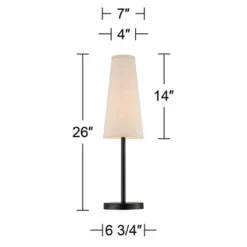 360 Lighting Modern Table Lamps 26" High Set Of 2 Dark Espresso Bronze Metal Off White Linen Cone Shade For Bedroom Living Room House Home Nightstand -Interior furniture GUEST 0b3525be be9f 4d9d 8888 075be9f8da1f
