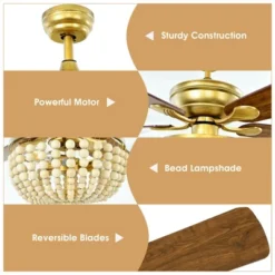 Tangkula 52" Ceiling Fan With Lights And Remote Control, 5 Blades, 3 Speeds, Indoor Ceiling Fan Light Golden -Interior furniture GUEST 0bdfe21d 18b6 4bff a485 b759db2bc807