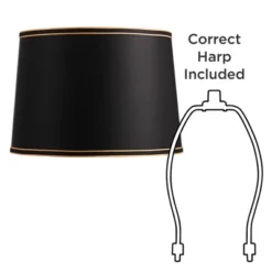 Springcrest Set Of 2 Drum Lamp Shades Black Medium 14" Top X 16" Bottom X 11" High Spider With Replacement Harp And Finial Fitting -Interior furniture GUEST 0cfe395c d8ba 478d 9593 5a4abc80a7b9