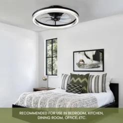 Ludomide 20" Black Low Profile Ceiling Fan With Light And Remote Control, Flush Mount Fandelier Ceiling Fan 6 Wind Speeds 3 Color Changeable -Interior furniture GUEST 0d6c7586 7440 404e acda 2cad6ac13088