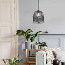 10" 1-Light Zola Pendant Rattan Black - River Of Goods -Interior furniture GUEST 0dd2ad1d a816 45ef b616 966b1e5d2436