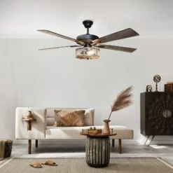 52" Oil Rubbed Bronze Wi-Fi Smart Lighted Ceiling Fan - River Of Goods: Remote & Reversible Blades -Interior furniture GUEST 0e85f173 bcb9 4ac4 a863 f2ba90f64e80