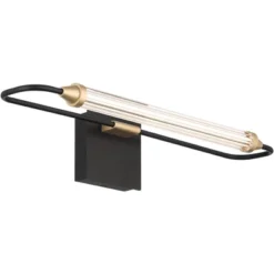 Possini Euro Design Nikola Industrial Wall Light Bar Matte Black Hardwire 23 1/2" LED Fixture Gold Accents For Bathroom Vanity -Interior furniture GUEST 0f14de20 8779 4754 8cad 9b01374cec82