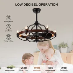 Ludomide 27" Farmhouse Style Chandelier Ceiling Fan With Light And Remote Control For Bedroom Kitchen Dining Room-Brown Walnut -Interior furniture GUEST 0f46615b 81c6 470d 8b54 10cc5463cbb3