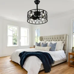 Bella Depot 19" Black Caged Ceiling Fan With Light And Remote 6-speed Reversible Fan For Bedroom Living Room -Interior furniture GUEST 0f7fb3f1 87e0 4ad8 8e4d e17e5b3a73ec
