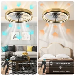 POWLIG 19.68" Gold Modern LED Ceiling Fan With Lights And Remote Control - 20W, Dimmable And Adjustable Color Temperatures -Interior furniture GUEST 0f8fb4e6 7882 471f b188 f61f323ec759