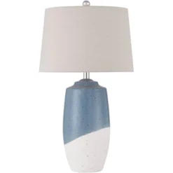360 Lighting Aegean 28" Tall Coastal Modern Table Lamps Set Of 2 Blue White Finish Ceramic Beige Shade Living Room Bedroom Bedside Nightstand House -Interior furniture GUEST 0ff0d372 c243 42ce 85ae 0bc516b170db