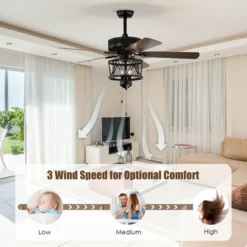 Tangkula 50" Ceiling Fan With Lights Reversible Blades W/ Pull Chain Control Living Room -Interior furniture GUEST 109e3038 9f75 4524 9a20 f887c877f183