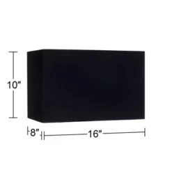 Springcrest Black Medium Rectangular Hardback Lamp Shade 16" Wide X 8" Deep X 10" High (Spider) Replacement With Harp And Finial -Interior furniture GUEST 10ab7825 5b53 4f0e 9d43 be53dc9c4ab2
