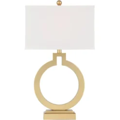 360 Lighting Modern Table Lamps 28 1/2" Tall Set Of 2 With USB Charging Port Brushed Gold Open Ring White Shade For Bedroom Living Room House Bedside -Interior furniture GUEST 119779f3 0115 4b8a b2db ae0aa4fd66b4