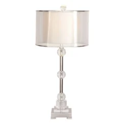 Glass Table Lamp With Drum Shade Silver - Olivia & May -Interior furniture GUEST 11e08d92 4afe 4feb b19b 33e423c6ef3a