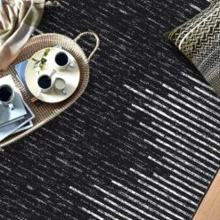 Acekool 8x10 Washable Area Rug, Black And White Striped Non Slip Low Pile Carpet, Modern Distressed Diamond Pattern For Living Room Bedroom Nursery -Interior furniture GUEST 12377875 cfaf 4af4 b8d7 66ff8510753b