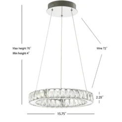 15.75" Metal/Crystal Adjustable Reese Pendant (Includes Energy Efficient Light Bulb) Chrome - JONATHAN Y -Interior furniture GUEST 129c5049 cc8d 4c58 a979 481ab09bd602