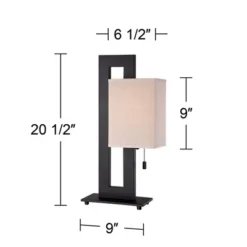360 Lighting Modern Accent Table Lamps 20.5" High Set Of 2 Espresso Bronze Metal Open Rectangular Oatmeal Box Shade For Living Room Family -Interior furniture GUEST 12b70ff7 780f 4c2f a227 1b696d788055