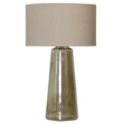 Aged Gold Luster Glass Base Table Lamp - StyleCraft: Modern Linen Shade, UL Listed, No Assembly Required