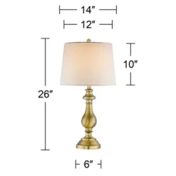 Regency Hill Fairlee Traditional Table Lamps 26" High Set Of 2 Antique Brass Metal Candlestick White Fabric Drum Shade For Bedroom Living Room Bedside -Interior furniture GUEST 145584a9 6dfe 4dba a8fc 077dc9a4fdc3