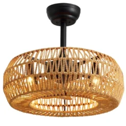 Ludomide 20" Farmhouse Caged Ceiling Fan With Lights And Remote, Low Profile Bladeless Boho Fandelier For Kitchen, Bedroom, Dining Room -Interior furniture GUEST 14dc8e56 d9b3 4723 a197 7e821df87feb