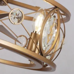 Parrot Uncle 22" Modern Brass Gold Crystal Caged Ceiling Fan Fandelier -Interior furniture GUEST 16227a9d 1d09 4337 abd1 45cd1f0aff7c