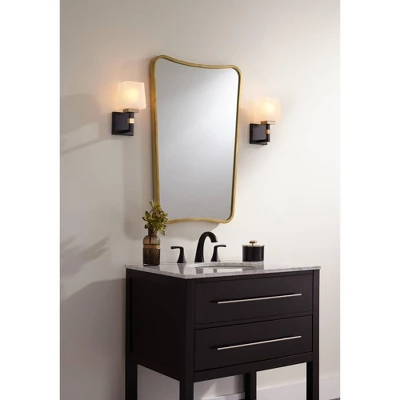 Possini Euro Design Beauregard Modern Wall Light Sconce Black Gold Hardwire 4 1/2" Fixture Square Linen Glass For Bedroom Reading Hallway House Home 10 Possini Euro Design Beauregard Modern Wall Light Sconce Black Gold Hardwire 4 1/2" Fixture Square Linen Glass For Bedroom Reading Hallway House Home - Image 8