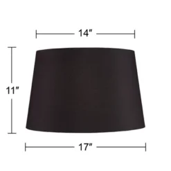 Springcrest Black Faux Silk Large Tapered Drum Lamp Shade 14" Top X 17" Bottom X 11" Slant X 11" High (Spider) Replacement With Harp And Finial -Interior furniture GUEST 166dc64d 7f8d 47ff 9570 abd6c95d078f