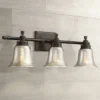 Possini Euro Design Varra Rustic Industrial Wall Light Bronze Hardwire 26 1/2" 3-Light Fixture Bell Mercury Glass Shade For Bedroom Bathroom Vanity -Interior furniture GUEST 16f8b458 725c 40e6 8eae afd74700e818
