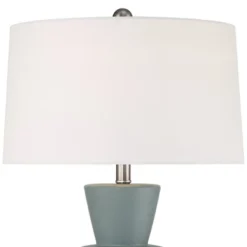 360 Lighting Emil 21 1/2" High Small Mid Century Modern Accent Table Lamp Light Gray Ceramic Single White Shade Living Room Bedroom Bedside Nightstand -Interior furniture GUEST 17e10021 8a6f 4fa9 89a2 0acb541f8c1f