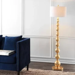 62.5" Metal Adriana Floor Lamp (Includes LED Light Bulb) Gold - JONATHAN Y