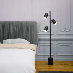 63" 3-Light Pratt Floor Lamp With Large Faux Marble Weighted Base Matte Black - Globe Electric -Interior furniture GUEST 1968f313 3c0d 45b9 a898 8803a951ac84