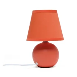 8.66" 2pk Petite Ceramic Orb Base Bedside Table Lamps With Matching Tapered Drum Shade Orange - Creekwood Home -Interior furniture GUEST 19d4adc9 85dd 45bb 9843 d9216047d513