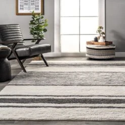 Lauren Liess X RugsUSA - Striped Wool Machine Washable Area Rug -Interior furniture GUEST 1a117208 d679 495a 9eaa 883445247edc