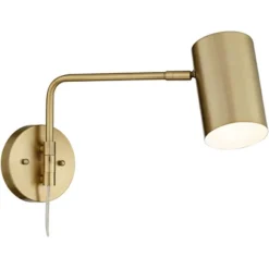 360 Lighting Carla Modern Swing Arm Wall Lamp Brushed Brass Plug-in Light Fixture Up Down Cylinder Shade For Bedroom Bedside Living Room Reading House -Interior furniture GUEST 1b5eb498 75b2 47dc a26a 6cd63d48fcd5