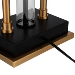 Possini Euro Design Griffin Modern Gooseneck Desk Lamp 31" Tall Gold With USB Charging Port Black Metal Rectangular Shade For Bedroom Living Room Kids -Interior furniture GUEST 1d446e86 5cf2 4b5d 8e66 c8ee5f6f53ec