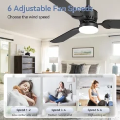 Airsurfer 42 Inch Black Wood Ceiling Fan, Quiet DC Motor Indoor Outdoor Ceiling Fans With Lights Remote Control -Interior furniture GUEST 1d84ca2e 8bea 4a1b b351 fc3a3fcbec98