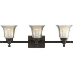 Possini Euro Design Varra Rustic Industrial Wall Light Bronze Hardwire 26 1/2" 3-Light Fixture Bell Mercury Glass Shade For Bedroom Bathroom Vanity -Interior furniture GUEST 1e855a34 5962 46b6 ba44 d0e1a051cd50