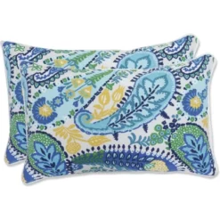 Amalia 2pc Outdoor/Indoor Throw Pillows Paisley Blue - Pillow Perfect -Interior furniture GUEST 1edcef26 0c29 4810 aefc bd21a4e34300